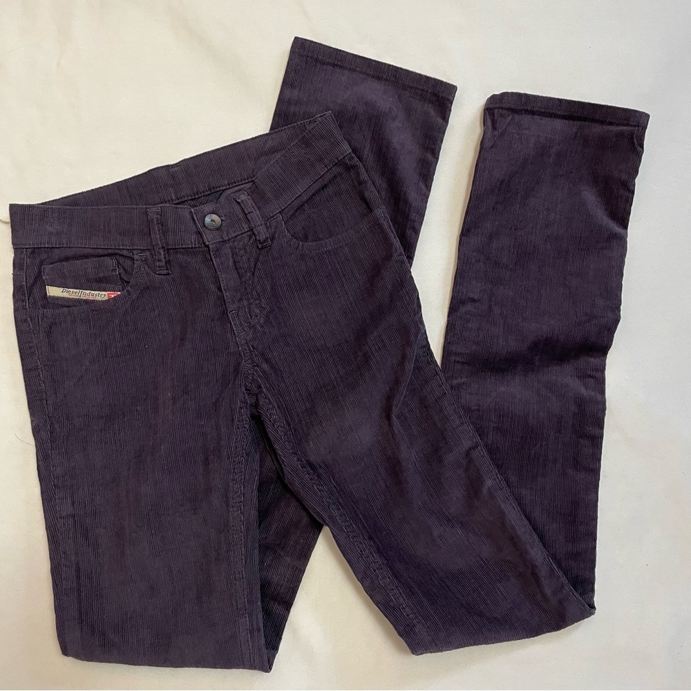 NWT New Diesel Straight Leg Corduroy Purple Pants Size 24